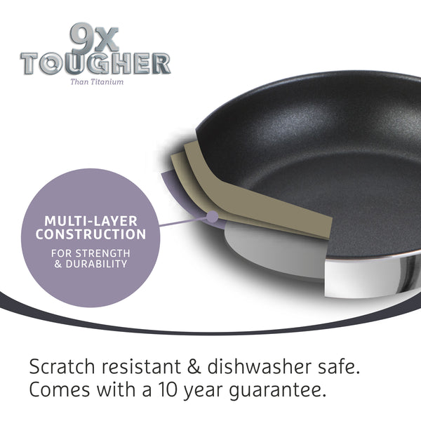 Prestige 9 X Tougher: Non-Stick Stainless Steel Stir Fry Wok - 30cm