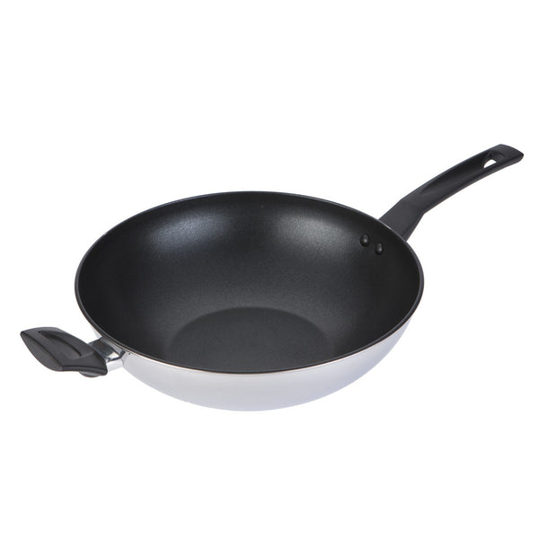 prestige 9 X Tougher: Non-Stick Stainless Steel Stir Fry Wok - 30cm