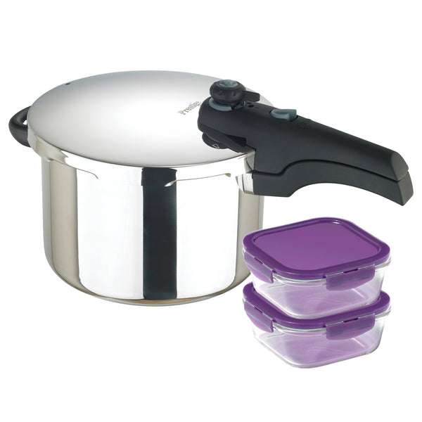 prestige Batch Cooking Kits: Induction Pressure Cooker & Meal Prep Containers
