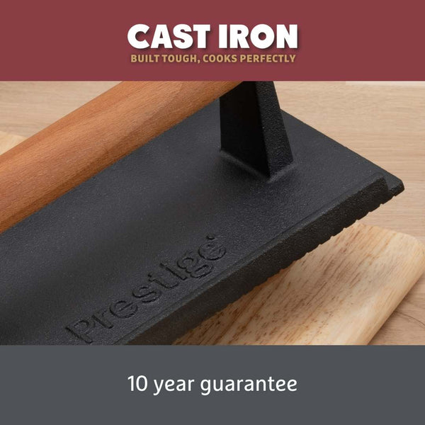 Prestige Cast Iron: Double Griddle Pan & Burger Grill Press - 2 Pieces