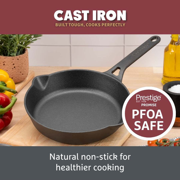 Prestige Cast Iron: Frying Pan & Grill Pan Set - 3 Pieces