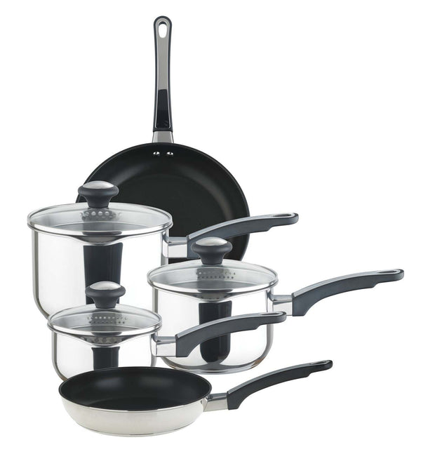 prestige Cook & Strain: Complete Stainless Steel Pan & Straining Lid Set - 5 Piece