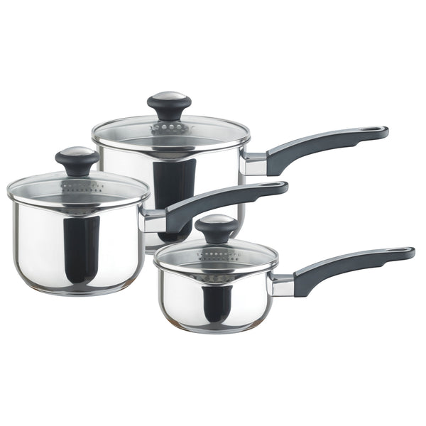 prestige Cook & Strain: Stainless Steel Saucepan & Straining Lid Set - 3 Pieces