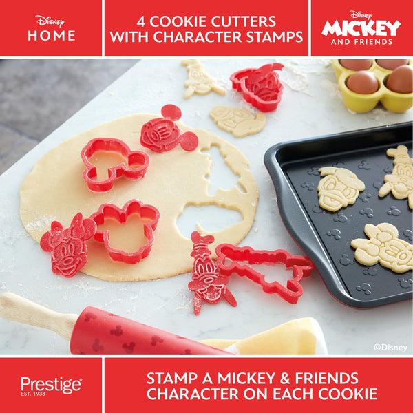 Prestige Disney Bake With Mickey 4 Red Cookie Cutters With Mickey And Friends Character Stamps