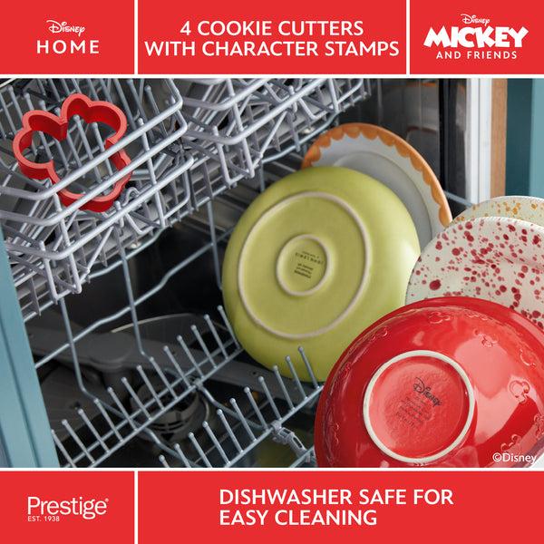 Prestige Disney Bake With Mickey 4 Red Cookie Cutters With Mickey And Friends Character Stamps