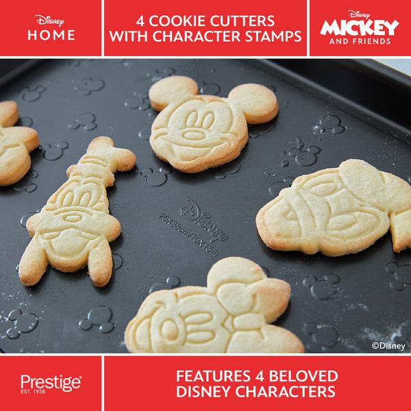 Prestige Disney Bake With Mickey 4 Red Cookie Cutters With Mickey And Friends Character Stamps