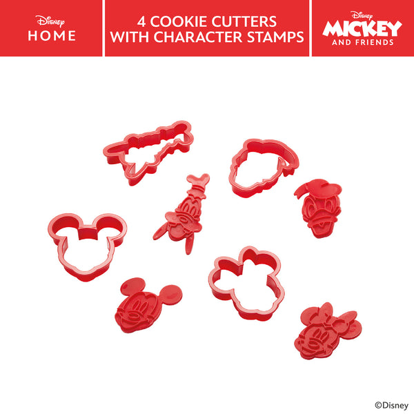 prestige Disney Bake with Mickey 4 Red Cookie Cutters with Mickey and Friends Character Stamps