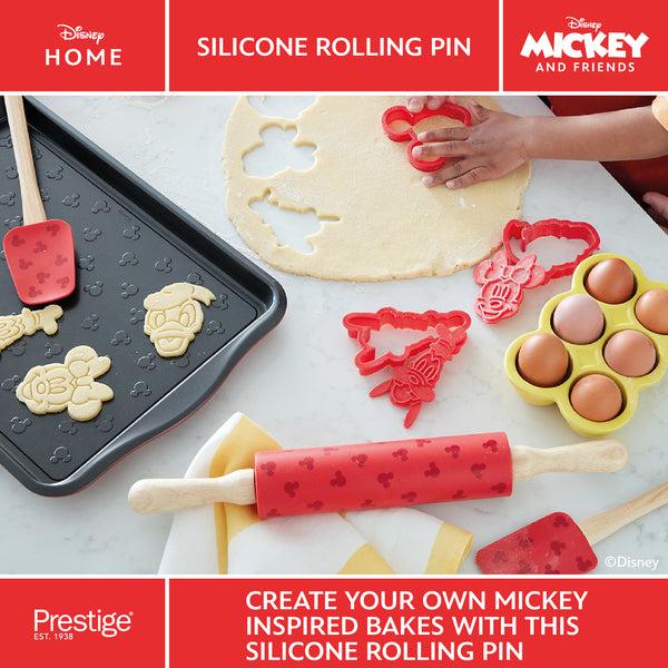 Prestige Disney Bake With Mickey: Silicone Rolling Pin With Wooden Handles