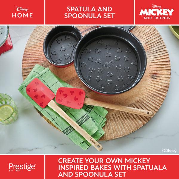 Prestige Disney Bake With Mickey: Silicone Spatula Set Of 2 With Wooden Handles