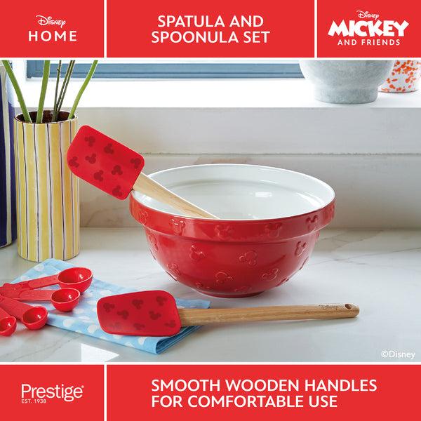 Prestige Disney Bake With Mickey: Silicone Spatula Set Of 2 With Wooden Handles