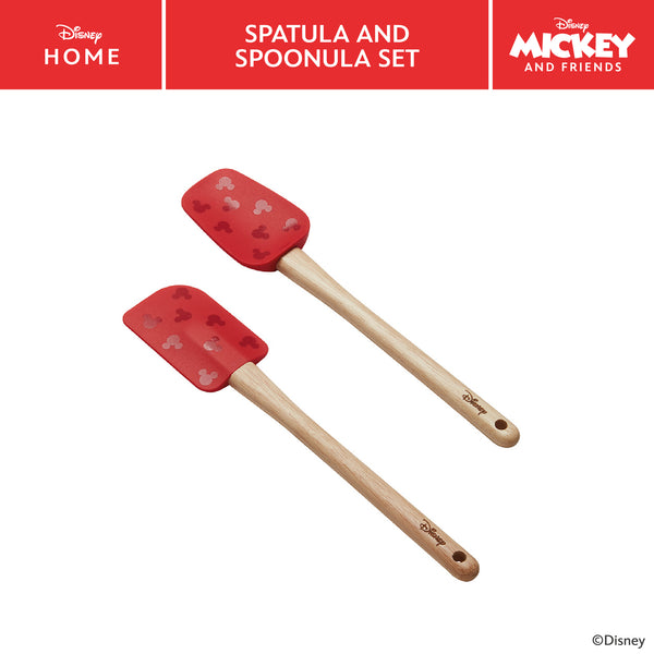 prestige Disney Bake with Mickey: Silicone Spatula Set of 2 with Wooden Handles