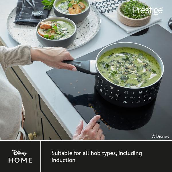 prestige Disney Monochrome: Ceramic Non-Stick Pan Set - 5 Pieces & FREE Apron