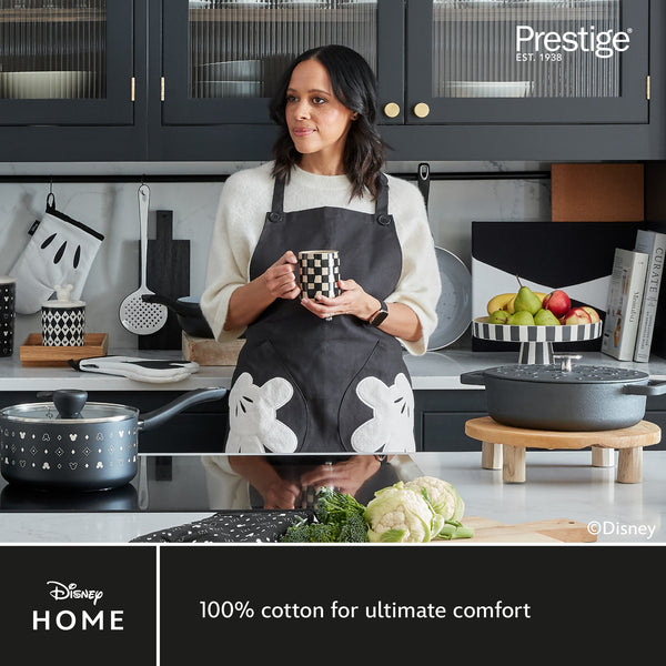 Prestige Disney Monochrome Mickey Mouse Accessories Set - Charcoal Oven Glove Apron & Tea Towel