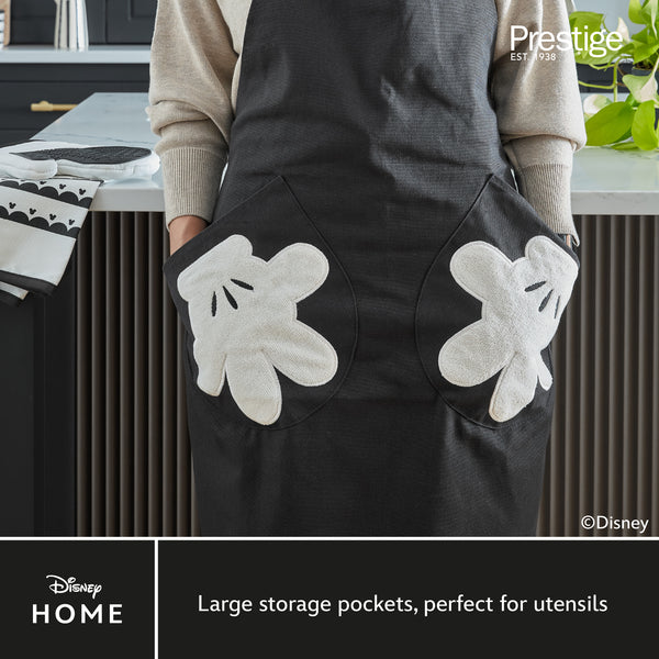 Prestige Disney Monochrome Mickey Mouse Accessories Set - Charcoal Oven Glove Apron & Tea Towel