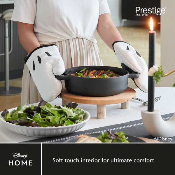Prestige Disney Monochrome Mickey Mouse Accessories Set - White Oven Gloves Apron & Tea Towel