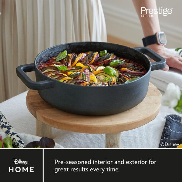 Prestige Disney Monochrome Mickey Mouse Cast Iron Shallow Casserole With Lid - 2.8L/24cm
