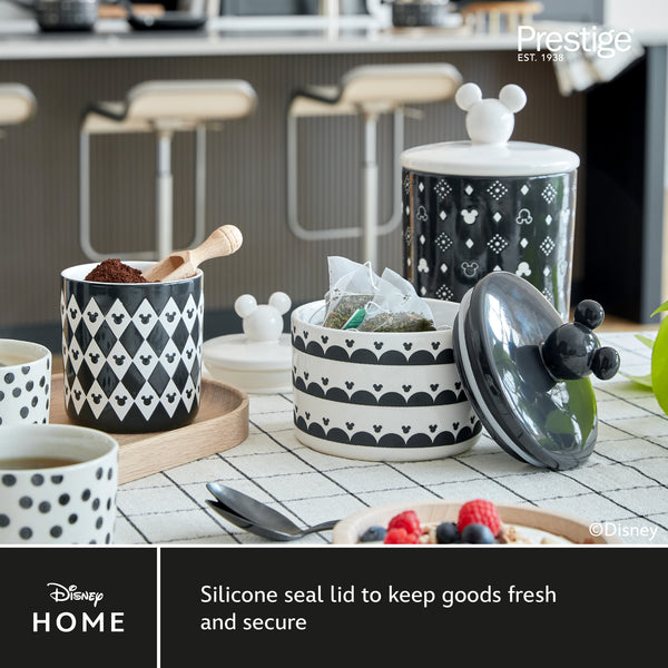 Prestige Disney Monochrome Mickey Mouse: Ceramic Airtight Storage Jars - 3 Piece Set