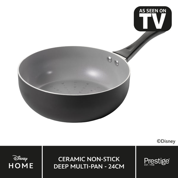 prestige Disney Monochrome Mickey Mouse: Ceramic Non-Stick Deep Multi-Pan - 24cm