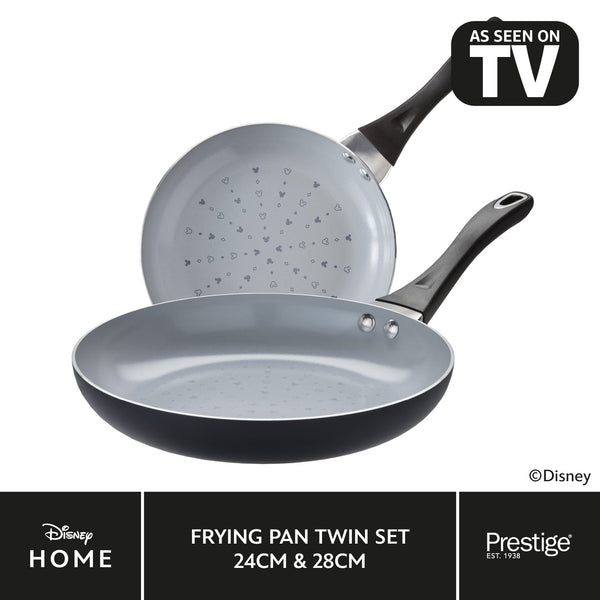 prestige Disney Monochrome Mickey Mouse: Ceramic Non-Stick Frying Pans - Twin Pack