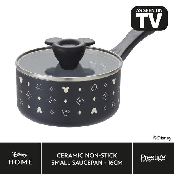 prestige Disney Monochrome Mickey Mouse: Ceramic Non-Stick Saucepan & Lid