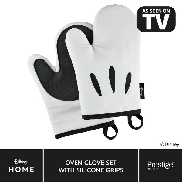 prestige Disney Monochrome Mickey Mouse: Oven Gloves Pair & Silicone Grip Pad