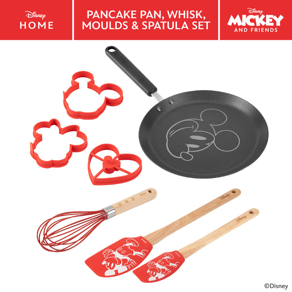 prestige Disney Non-Stick Medium Pancake Pan Moulds Whisk & Spatula Set