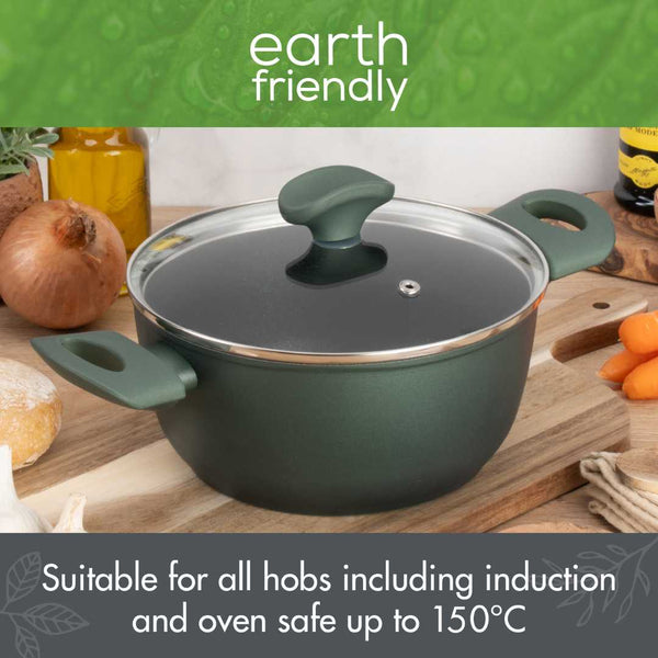 Prestige Earth Friendly: Non-Stick Induction Frying Pan Saucepan & Stockpot Set - 5 Pieces