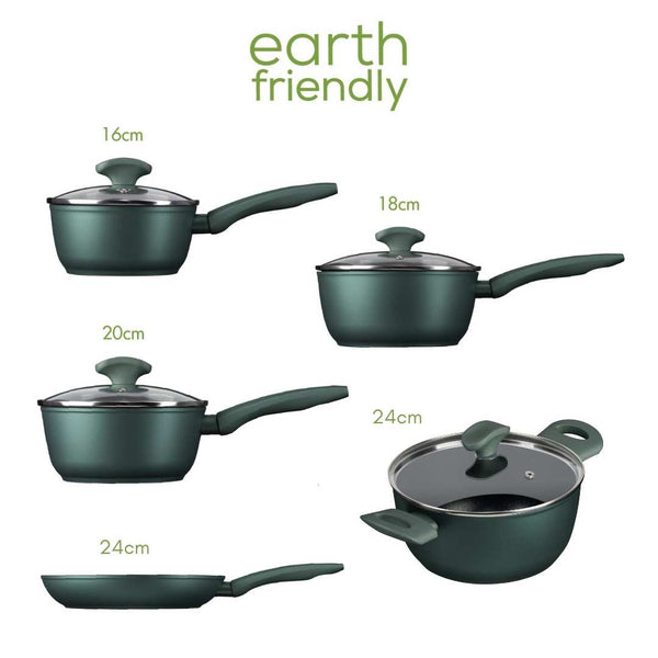 Prestige Earth Friendly: Non-Stick Induction Frying Pan Saucepan & Stockpot Set - 5 Pieces