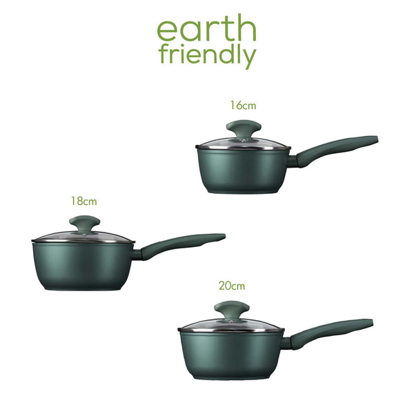 Prestige Earth Friendly: Non-Stick Induction Saucepan & Lid Set - 3 Pieces