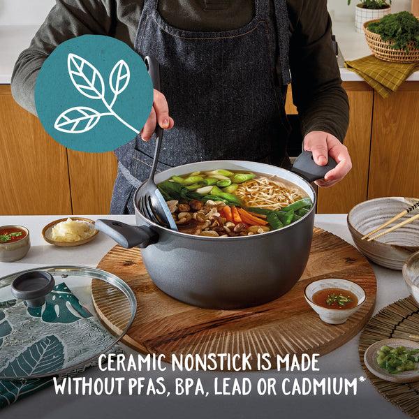 Prestige Earth Pan: Ceramic Non-Stick Stockpot With Lid - 7.7L/28cm