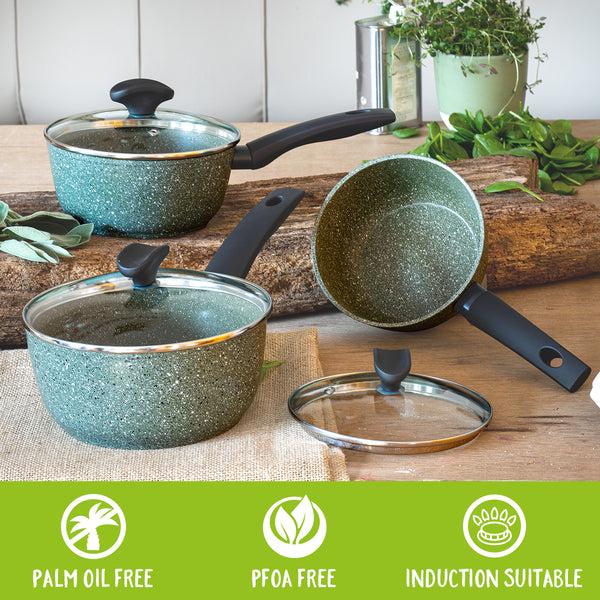 Prestige Eco Non-Stick Saucepan With Lids & Frying Pan Set - 5 Piece