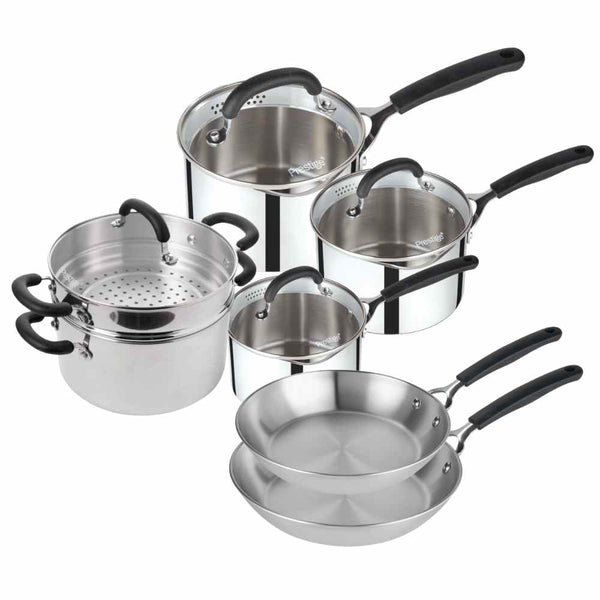 prestige Made to Last: Stainless Steel Frying Pan Stockpot and Saucepan Set - 6 Piece