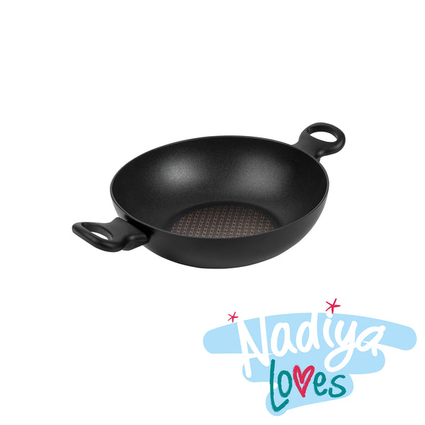 Prestige Nadiya Hussain: 4 In 1 Non-Stick Wok Steamer & Multi-Use Glass Lid Set
