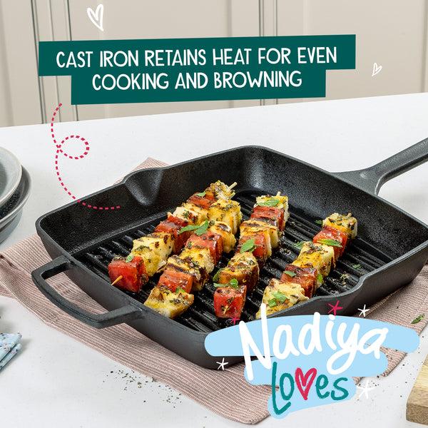 Prestige Nadiya Hussain: Cast Iron Square Grill Pan - 27cm