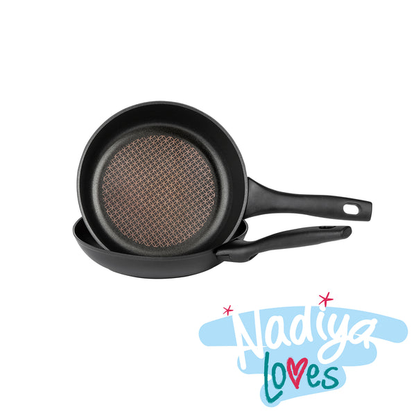 prestige Nadiya Hussain: Stackable Non-Stick Frying Pan Set & Multi-Size Lid