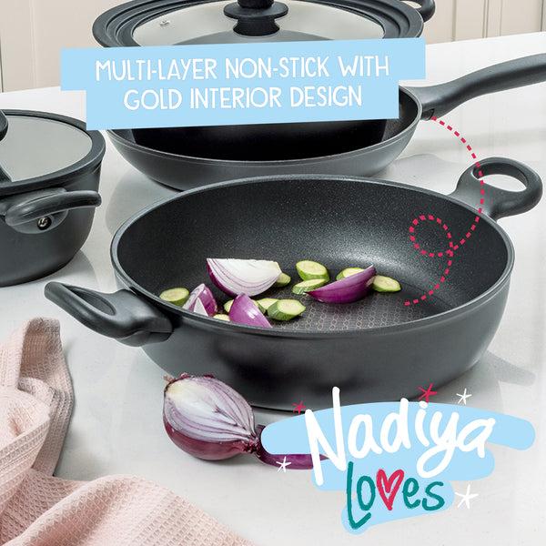 Prestige Nadiya Hussain: Stackable Non-Stick Frying Pan Stockpot Saucepan & Multi-Lid Set - 4 Piece