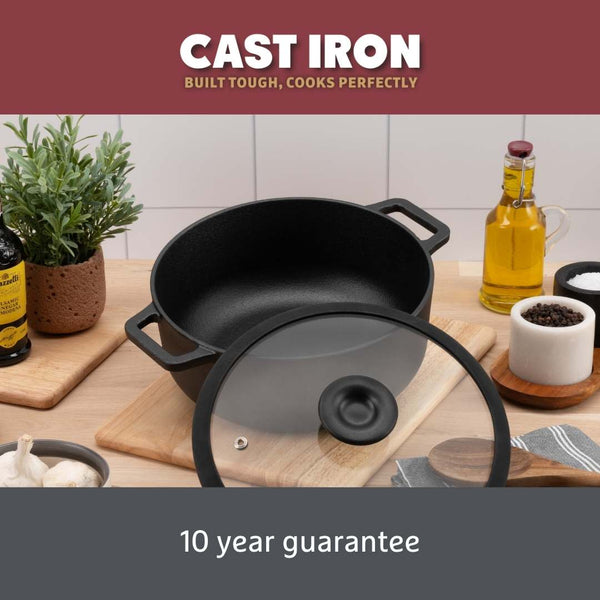 Prestige Cast Iron: Casserole & Glass Lid - 5.7L/24cm