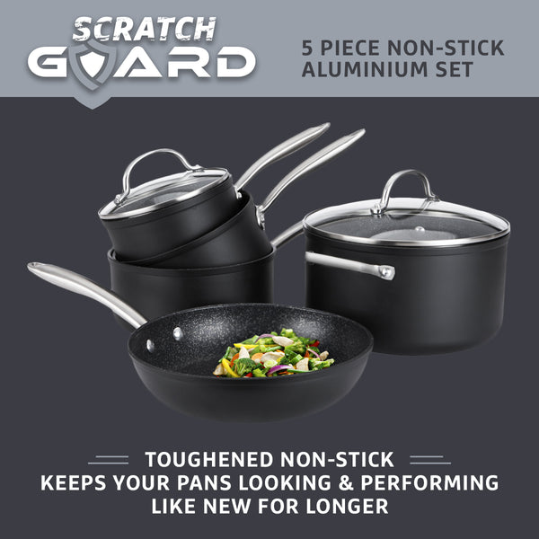 Prestige Scratch Guard: Non-Stick Saucepan & Lid Frying Pan & Stockpot Set - 5 Pieces