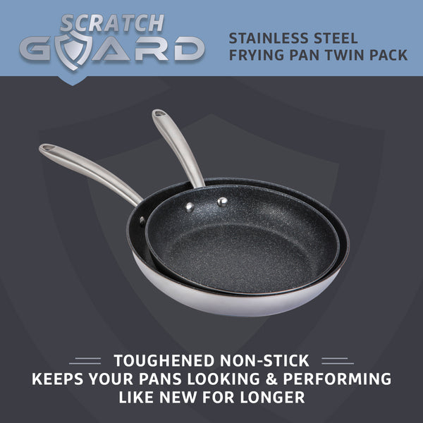 Prestige Scratch Guard: Stainless Steel Non-Stick Induction Frying Pans - Twin Pack