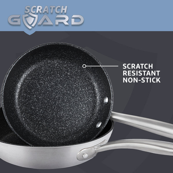 Prestige Scratch Guard: Stainless Steel Non-Stick Induction Frying Pans - Twin Pack