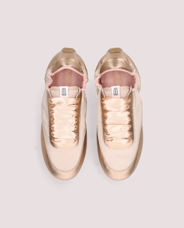 Pretty Ballerinas Blue And Gold Metallic Leather Sports Shoes