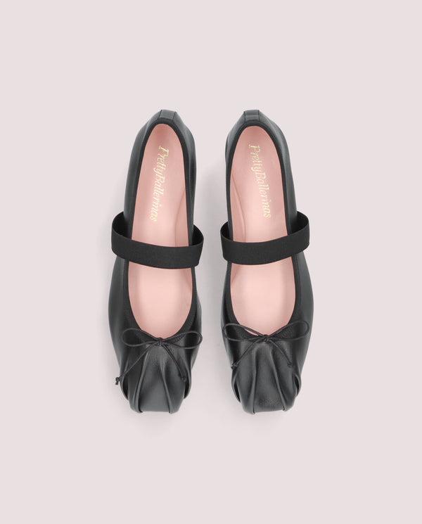 Pretty Ballerinas Camille Black Leather Ballet Flats