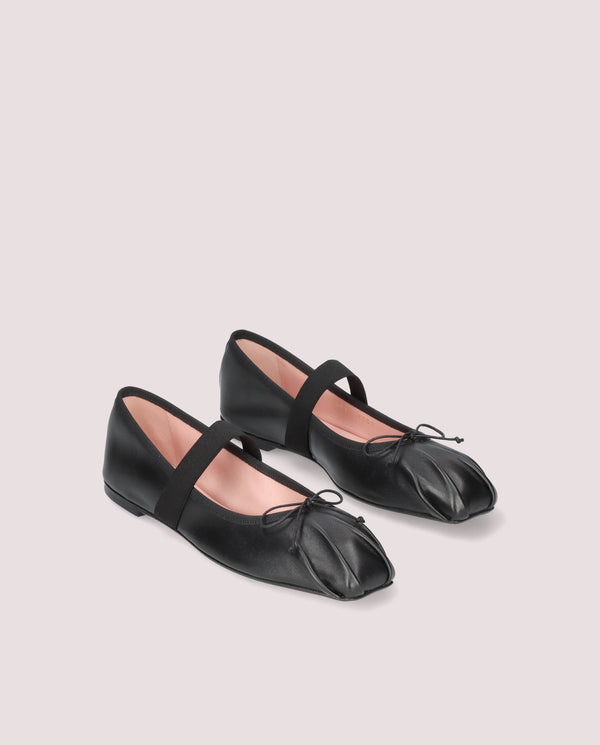 pretty ballerinas Camille Black Leather Ballet Flats