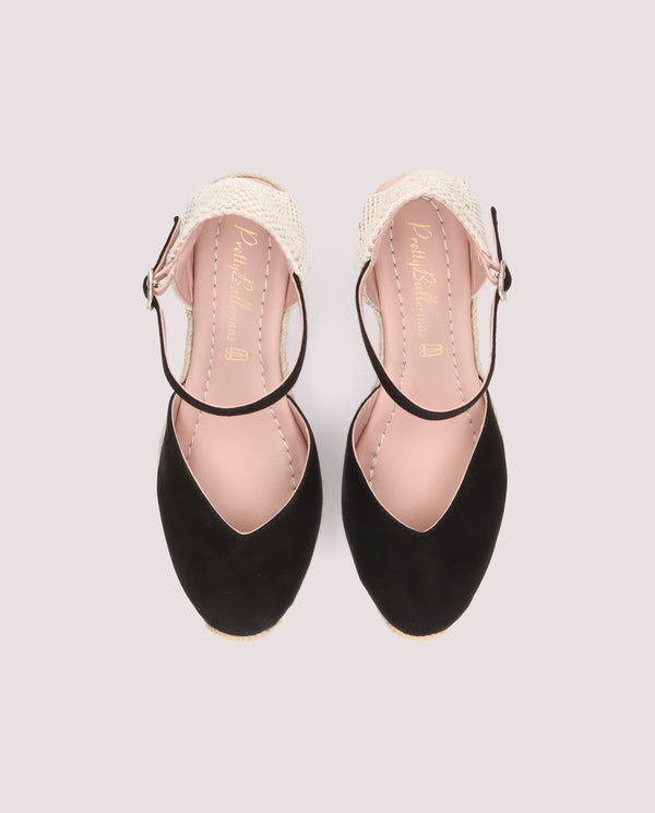 Pretty Ballerinas Deborah Black Suede Esparto Espadrilles