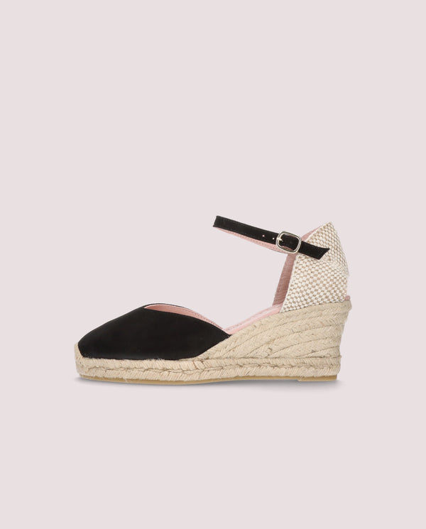 Pretty Ballerinas Deborah Black Suede Esparto Espadrilles