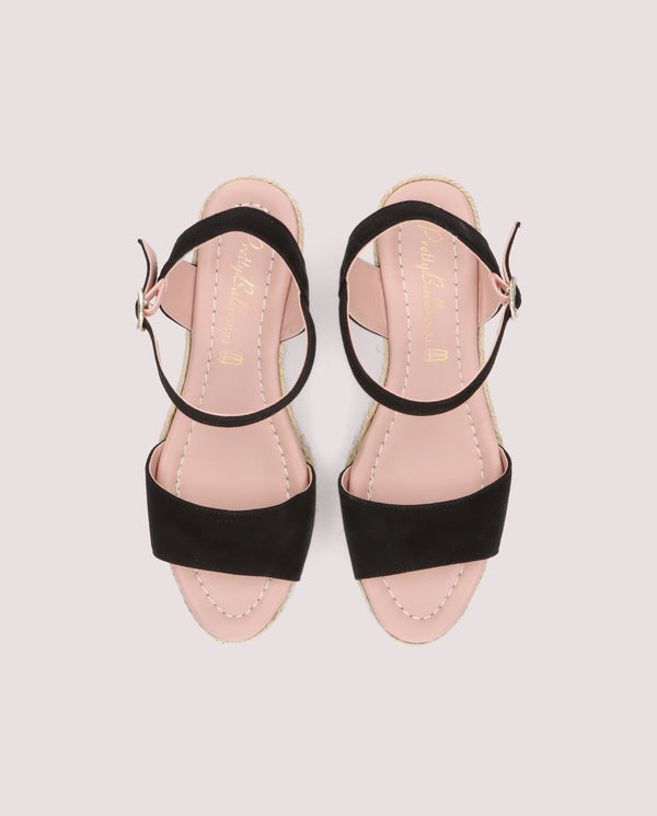 Pretty Ballerinas Deborah Black Suede Esparto Espadrilles