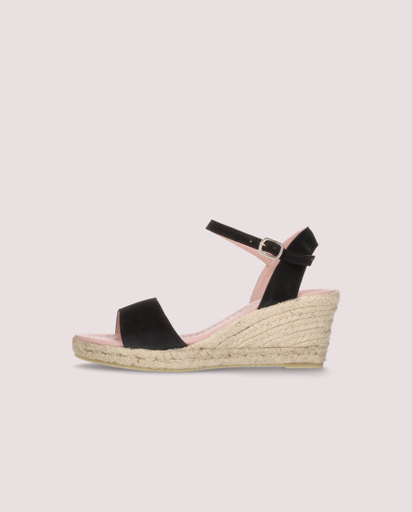 Pretty Ballerinas Deborah Black Suede Esparto Espadrilles