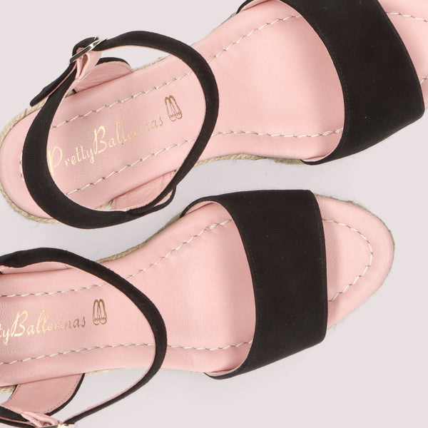 Pretty Ballerinas Deborah Black Suede Esparto Espadrilles