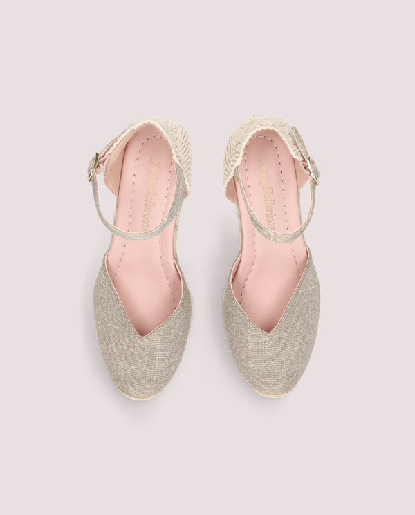 Pretty Ballerinas Deborah Silver Woven Esparto Espadrilles