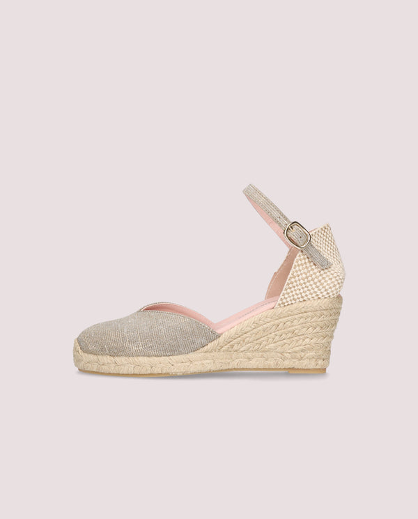 Pretty Ballerinas Deborah Silver Woven Esparto Espadrilles